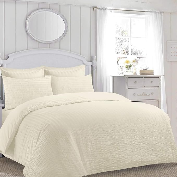 Nimsay Home Jasmine Seersucker Puckering Ruched Cotton Blend Duvet