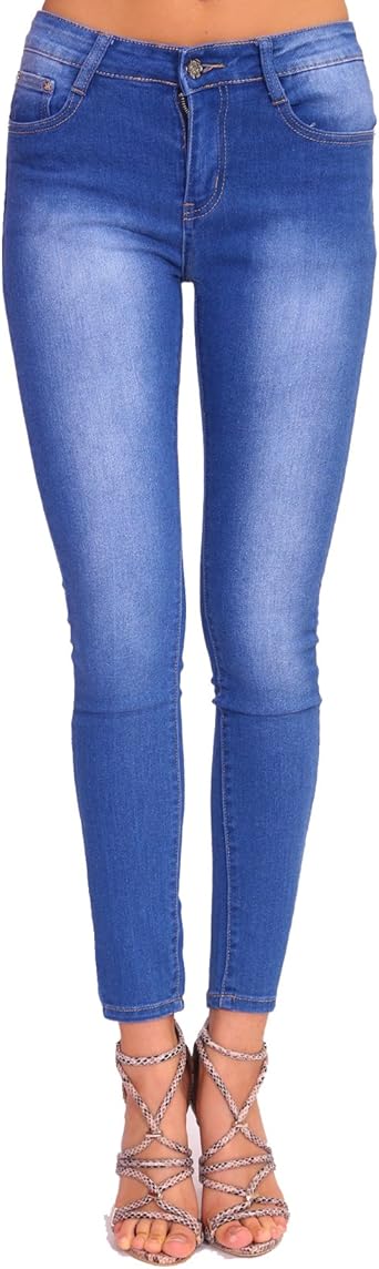 Women Jeans Ladies Faded Slim Fit Low Rise Skinny Pants Trousers 6 8 10 12 14 Uk 16 Blue Amazon Co Uk Clothing