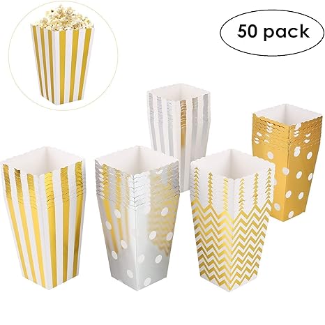 MVPOWER 50 Stück Popcorn Tüten Popcorn Box Karton, Pappe Candy Container Partytüten Behälter für Party Geburtstag Hochzeit Ge