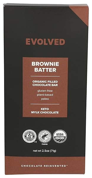 EVOLVED ORGANIC BROWNIE BATTER FILLED DARK CHOCOLATE BAR, 2.5 OZ