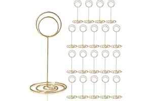 HomWanna Table Number Holders 20Pcs - 3.35 Inch Place Card Holder Table Number Stands for Wedding Party Graduation Reception Restaurant Home Centerpiece Decorations Office Memo Picture Photo (Gold)