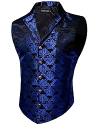 Barry.Wang Royal Blue Black Victorian Vest Loki Men