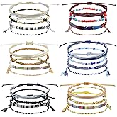 24Pcs Boho Surfer Bracelets Anklet Adjustable Beaded Anklets Handmade Braided Bracelet Colorful Summer Beach String Rope Ankle Bracelets Braided Rope Wrist Friendship Bracelet Boho Jewelry for Women