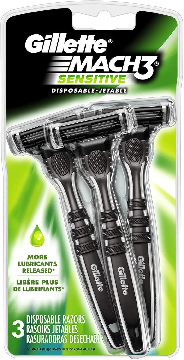 Gillette MACH 3 Sensitive Disposable Razors 3 ct 3 pk Health & Personal Care