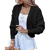 Amarmia Women's Long Sleeve Open Front Knit Cropped Cardigan Sweaters Casual Drop Shoulder Short Shrugs Sweater Coats