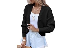 Amarmia Women's Long Sleeve Open Front Knit Cropped Cardigan Sweaters Casual Drop Shoulder Short Shrugs Sweater Coats