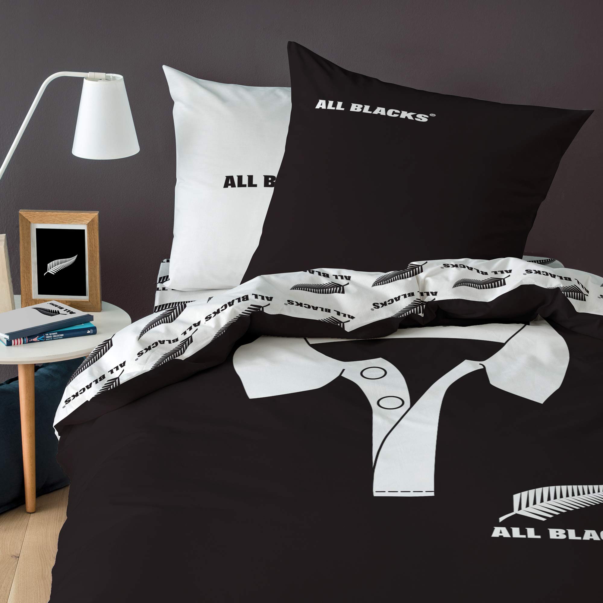 All Blacks Polo Set, 100% Cotton, Black/White, 140 x 200/63 x 63 cm