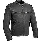 First Mfg Co - Turbine - Men's Motorcycle Biker Riding Black Leather Jacket
