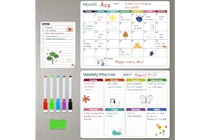 DITERYY Magnetic Dry Erase Fridge Calendar Whiteboard Set,3 Pack 14.6" x 11" Reusable Refrigerator Calendar for Fridge & Wall-Monthly, Weekly,Daily Planners Refrigerator White Board with 5 Markers and Eraser