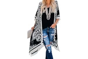CHICALLURE Women Summer Kimono Cardigan Beach Open Front Top Swimsuit Cover Up Casual Shirt