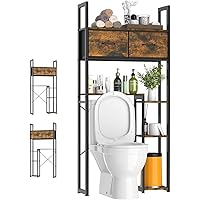 Luxspire Bathroom Over Toilet Storage, 5-Tier Over The Toilet Shelf with 2 Drawers & Adjustable Shelves, Freestanding Space S