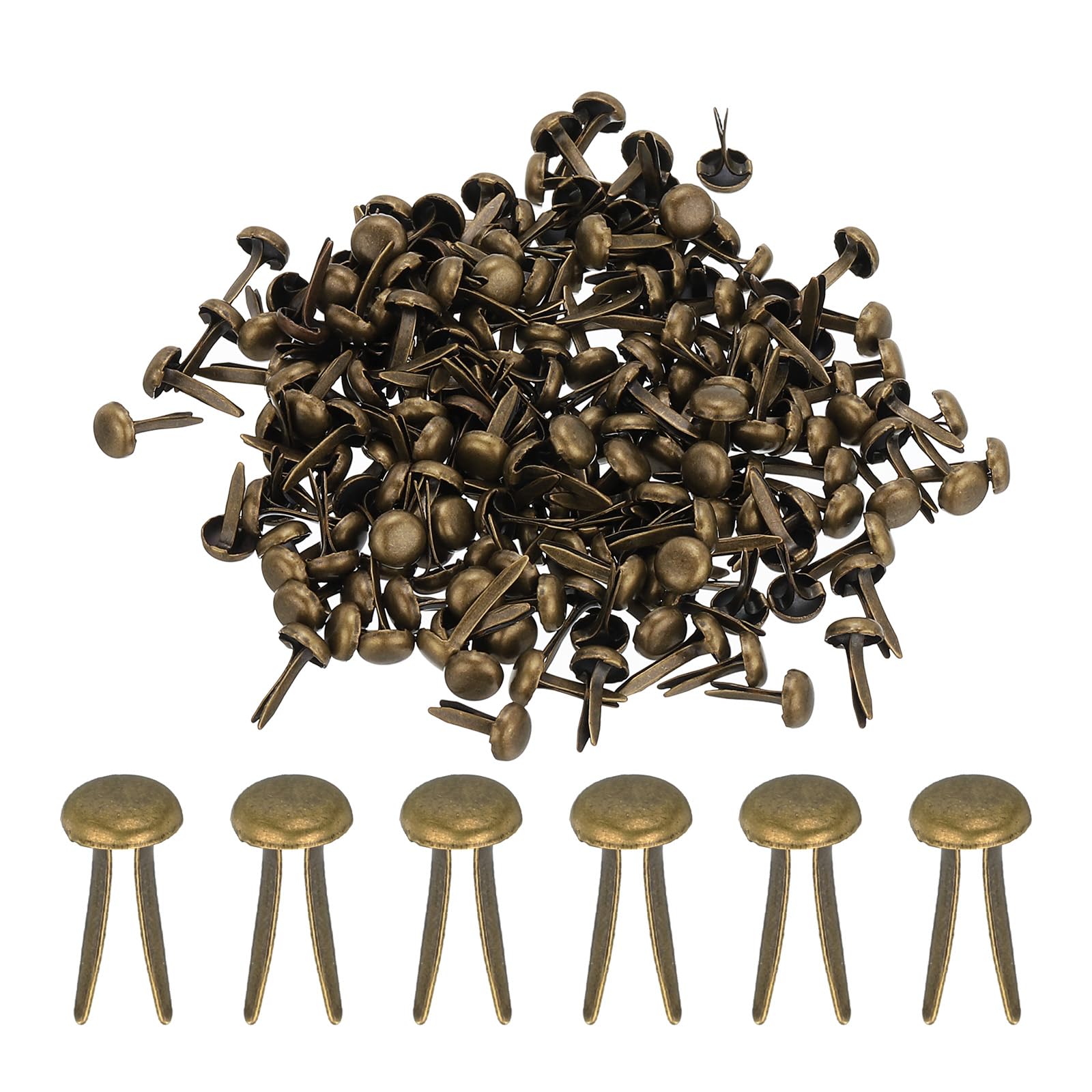PATIKIL 300 PCS Paper Brass Fasteners Split Pins Pastel Mini Metal Brads Round Head Plated Fastener for Craft Art Scrapbooking DIY Supplies, Bronze, 6 x 12 mm