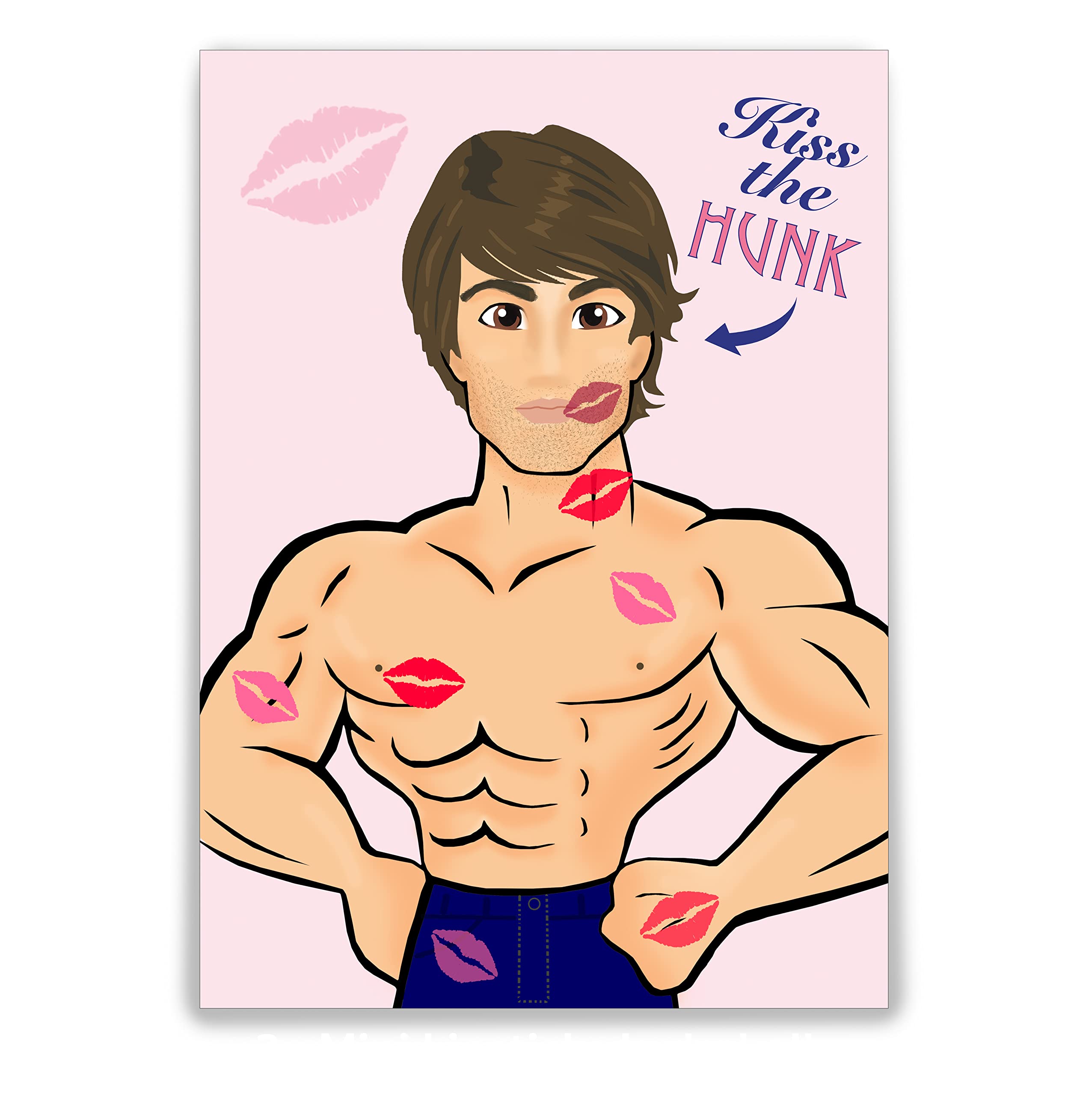 Kiss The Hunk Hen Party Game – Funny Hen Party Game for Guests – Hen Night Party Activity with Lipsticks – 20+ Players – Lovely Little Things