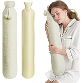 Hot Water Bottle with Cover, 2L Rubber Hot Water Bag with Soft Cover (2 Liter), for Cramps, Compress Pain Relief, Removable Hot Cold Pack (Beige)