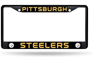 Rico Industries NFL Football Primary Black Chrome Frame with Plastic Inserts 12" x 6" Car/Truck Auto Accessory