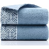2 Pack Cotton Hand Towels,100% Cotton Face Towels, Durable Highly Absorbent Soft Washcloth Towel for Premium Luxury Spa Hotel Bathroom, Camping, Gym (14 x 30 Inch (Maoj-lassical Blue)