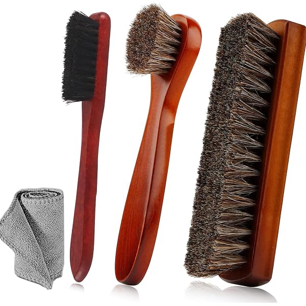 Brosse à Chaussures En Crin De Cheval - Double Face, Manche Long 26.8cm - Pour Cirage Et Entretien Cuir/nubuck - 10