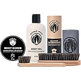 Rhino Wax - Cowboy Boot Cleaning and Conditioning Kit (6 Pieces) - Ultimate Cowboy Boot Care Kit - Cleaner (Boot-Scrub) + Conditioner (Leather Oil) + Waterproofing Wax + Brushes + Microfiber Cloth