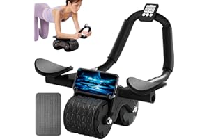 Ailinkor Ab Roller with Elbow Support, Automatic Rebound Abdominal Wheel with Elbow Support, Ab Wheel Roller for Core Workout, Ab Roller for Abs Workout with Timer, Exercise Wheels for Core Training