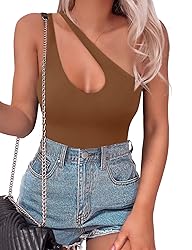 SAUNGKUAI Women's Sexy One Shoulder Sleeveless