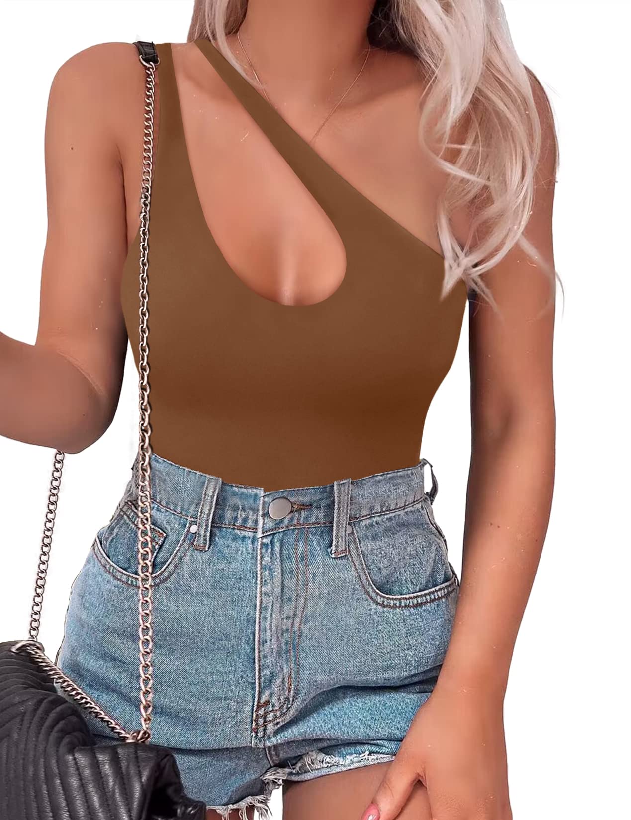 SAUNGKUAI Women's Sexy One Shoulder Sleeveless