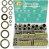XBVV 378 Pcs NBR Metal Bonded Sealing Washer Assortment Kit M6 M8 M10 M12 M14 M16 M18 M20 M22 M24 M27 M30 Automotive Self-Centred Seal Gasket Repair Set