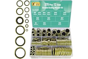 XBVV 378 Pcs NBR Metal Bonded Sealing Washer Assortment Kit M6 M8 M10 M12 M14 M16 M18 M20 M22 M24 M27 M30 Automotive Self-Centred Seal Gasket Repair Set