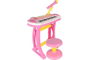 BAOLI Kids Piano Keyboard Toys 31 Keys,Electronic Piano for Beginners,3 4 5 6 7 8 Years Old Toddler Girl Boy Gift,Musical Instrument, w/Microphone,Multiple Sounds,Stool,Recordings,Note Stickers - Pink