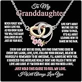 Larvincy Granddaughter Gifts From Grandma Grandpa - To My Granddaughter Necklace With Heartfelt Message & Elegant Box, Jewelry Gift For Birthday, Graduation, Valentines, Mothers Day, Christmas & More