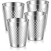 4 Pack Stainless Steel Insulated Cup, 10 oz Stackable Stainless Steel Cups Set, Reusable Metal Cup Premium Drinking Glasses, Double Wall Vacuum Insulated Drinking Cups Glasses for Camping Home Outdoor