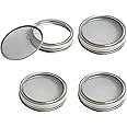 4 Pack Mesh Strainer Jar Stainless Steel Sprouting Jars Mason Wide Mouth Canning Lids for Growing Bean, Seeds and Salad