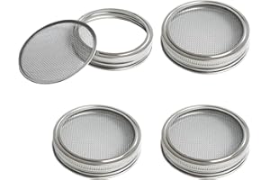 4 Pack Mesh Strainer Jar Stainless Steel Sprouting Jars Mason Wide Mouth Canning Lids for Growing Bean, Seeds and Salad
