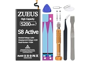 ZUEUS Galaxy S8 Active Battery, 5200mAh Li-Polymer Battery B-BG892ABE Replacement for Samsung Galaxy S8 Active SM-G892 G892V G892A G892T G892P with Screwdriver Tool Kit