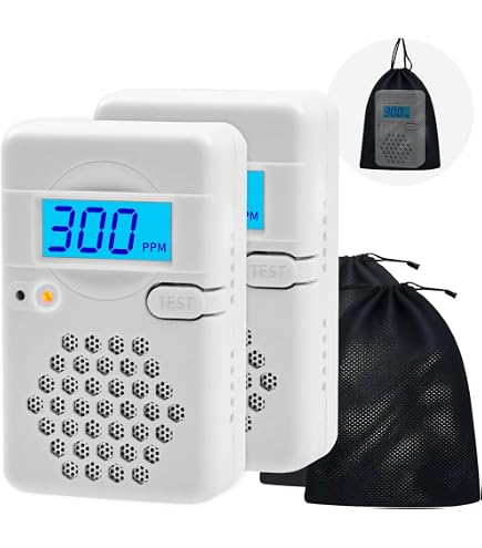 VETOUCH Carbon Monoxide Detector 2-Pack – Battery Operated, Portable For Home, RV, Camping, With LCD Display