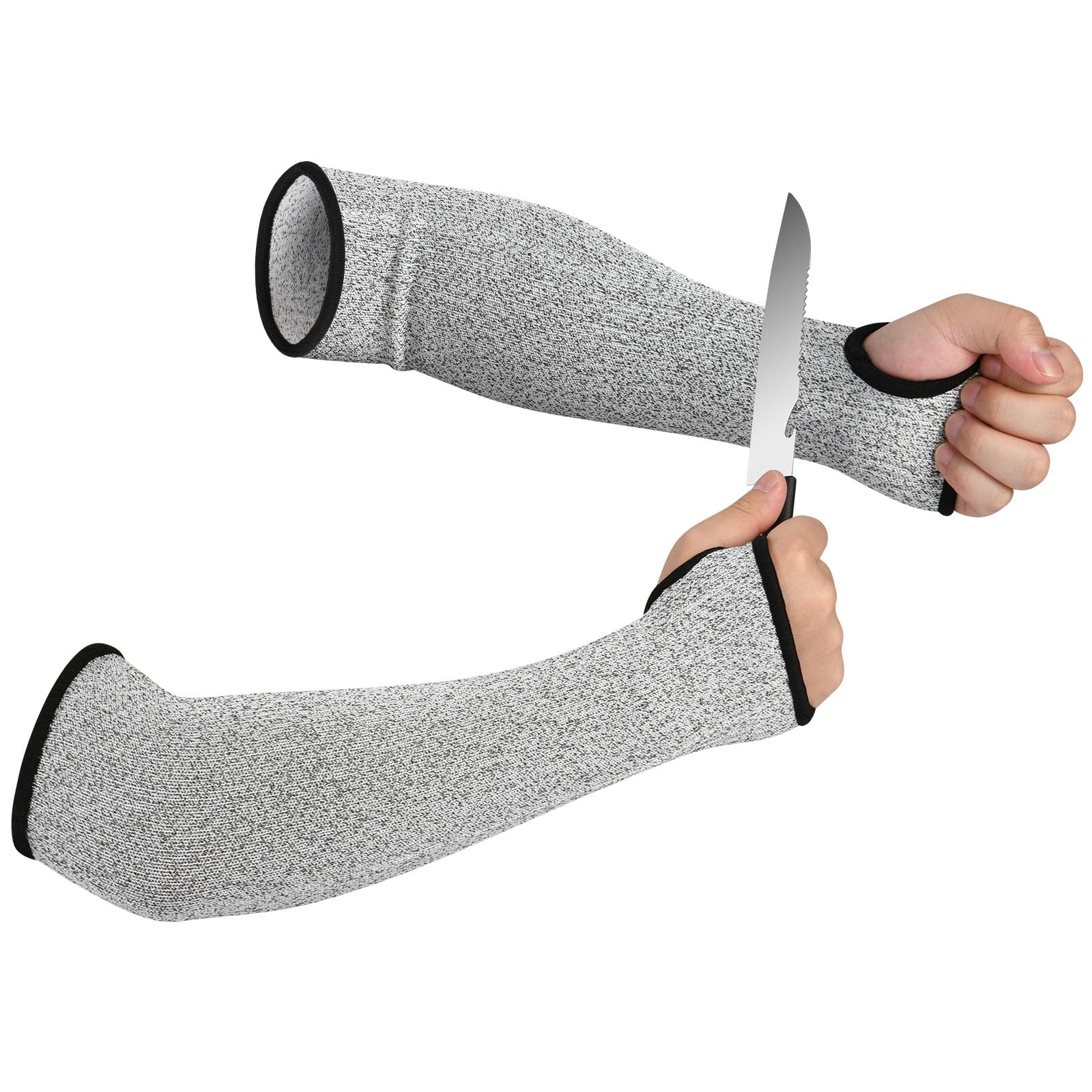 flintronic Cut Resistant Sleeves with Thumb Hole, 2PCS Level 5 Arm Protection Sleeves, Safety Protective Arm Sleeves for Work Men Women, 45cm Forearm Protector Sleeve for Kitchen Garden Farm Welding
