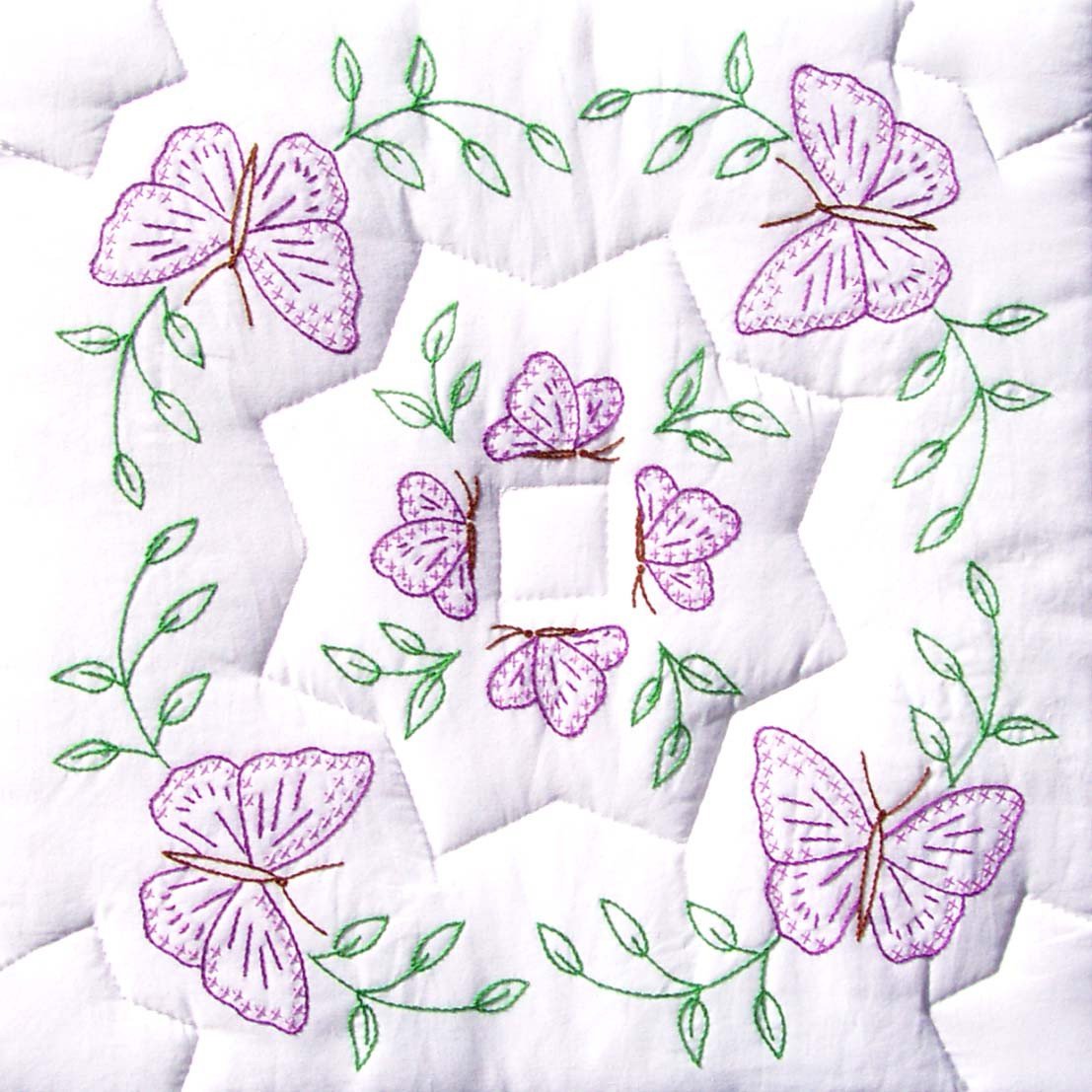 Jack Dempsey Stamped White Quilt Blocks 18X18 6/Pkg-Interlocking Circle