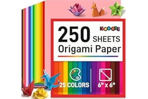 Koogel 250 Sheets 6" X 6" Origami Paper Double Sided Color, 25 Assorted Colors Colored Paper, for Kids Folding Crafting Scrapbooking, Classroom Teacher Supplies, Beginner