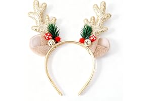 AHONEY Deer Reindeer Antlers Deer Ear Headband Halloween Costume Christmas Accessories for Women Girls