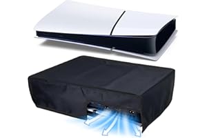 FONGWAN PS5 Slim Console Dust Cover PS5 Slim Dust Protector for Playstation 5 Slim Disc Edition & Digital Edition Oxford Cloth Anti-Scratch Waterproof Easy Access Cable Port, Horizontal Mode, Black