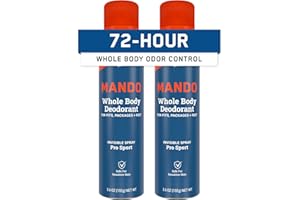 Mando Whole Body Deodorant For Men - Invisible Spray Deodorant - 72 Hour Odor Control - Low Irritation Formula - Aluminum Free, Benzene Free - 3.6 ounce Can - Pro Sport