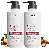 ALFHEIM Argan+ Repairing Shampoo & Conditioner Set for Dry, Damaged & Frizzy Hair with Argan Oil, Keratin, Oat Protein – Deep Repair, Moisture & Shine – Color Safe, Sulfate Free – 18 oz × 2