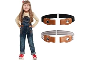 Kioiner 2 Pcs No Buckle Stretch Belt for Kids, Adjustable Invisible Buckleless Belts for Jeans Pants Dresses Skirts