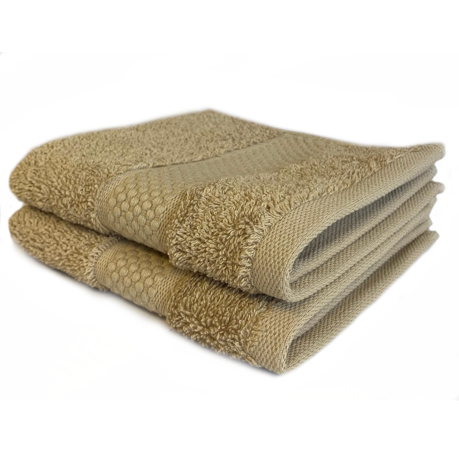 Sue Rossi Face Cloths Pack of 2 or 6, Turkish Combed Cotton, 30cm x 30cm Wash Cloth Fingertip Flannel, Soft & Absorbent, 600gsm Thick Bathroom Towels Set (Camel, 2)