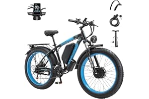 VelociTrek Electric Bike for Adults, 4000W Peak 26” Fat Tire Ebike, 35MPH AWD Dual Motor Electric Bicycles, 48V 23AH Removable Battery Fast Dual Hydraulic Brakes Electric Mountain Bike