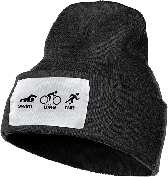 Triathlon Swim Bike Run Unisex Adult Knit Cuffed Beanie Winter Warm