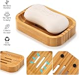 GUANJUNE 2 Pack Bamboo Soap Dish Holder for Bathroom & Kitchen Storage view 2