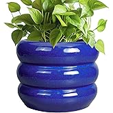 SQOWL 8 Inch Plant Pot - Ceramic Planter Indoor Plant Pot with Drainage Hole Outdoor Flower Pot Round Decorative Plant Pots f