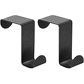 uxcell Over The Door Hooks,2pcs - Stainless Steel Door Hangers Hooks, S-Shaped Double Hooks for Hanging Clothes, Hats, Towels (Black)