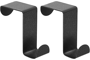 uxcell Over The Door Hooks,2pcs - Stainless Steel Door Hangers Hooks, S-Shaped Double Hooks for Hanging Clothes, Hats, Towels (Black)