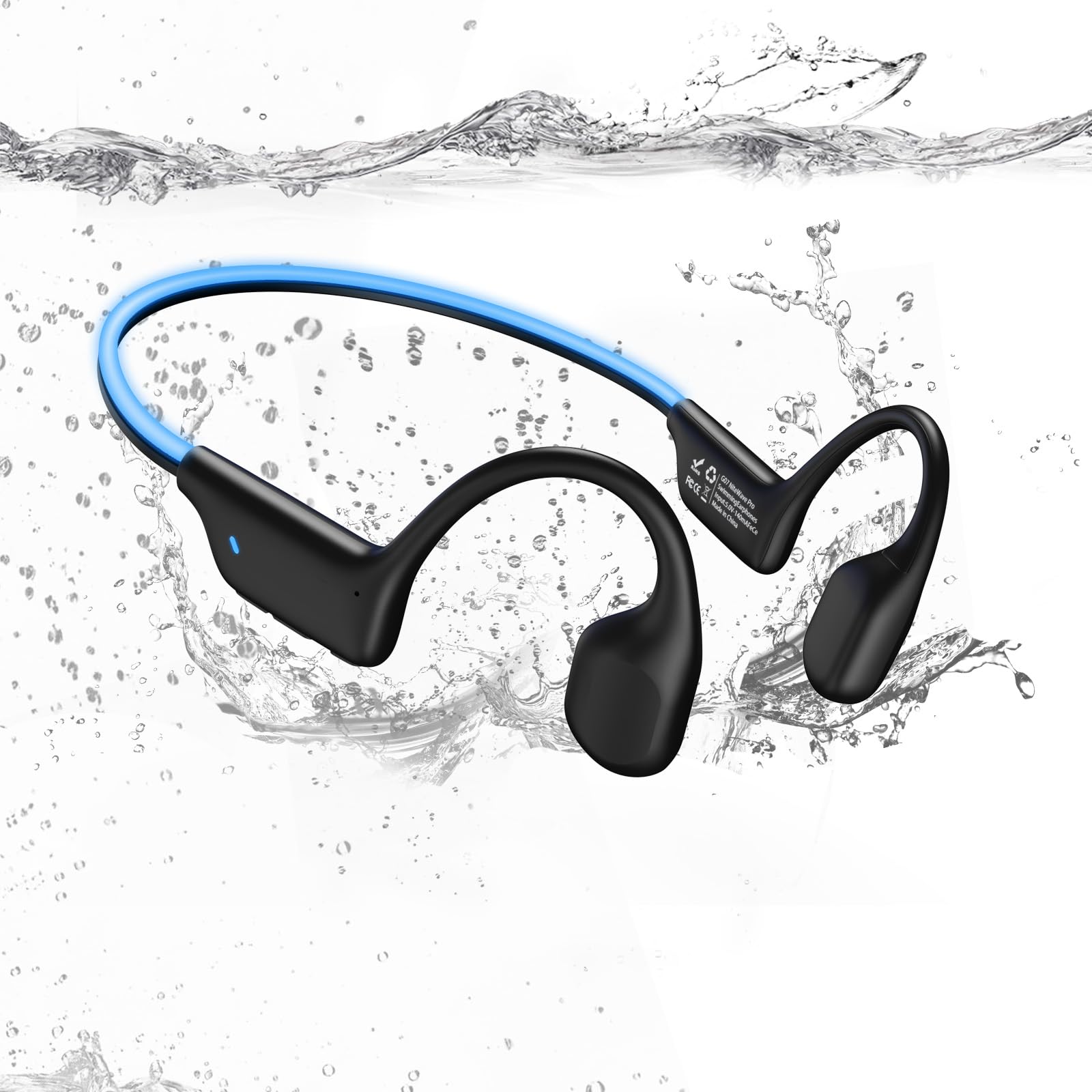 Photo 1 of Swimming Bone Conduction Headphones with Night Safety Light, IP68 Waterproof MP3 Mode Underwater Swimming Headphone,Wireless Night Running Sport Open Earphones Bluetooth 5.4 Earbuds for Marathon,Black